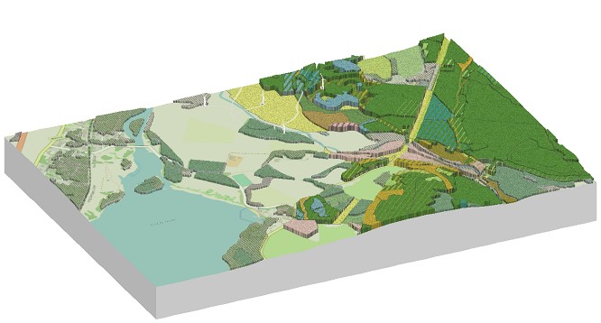 Orthographic view using tree code colours for species and species mixes